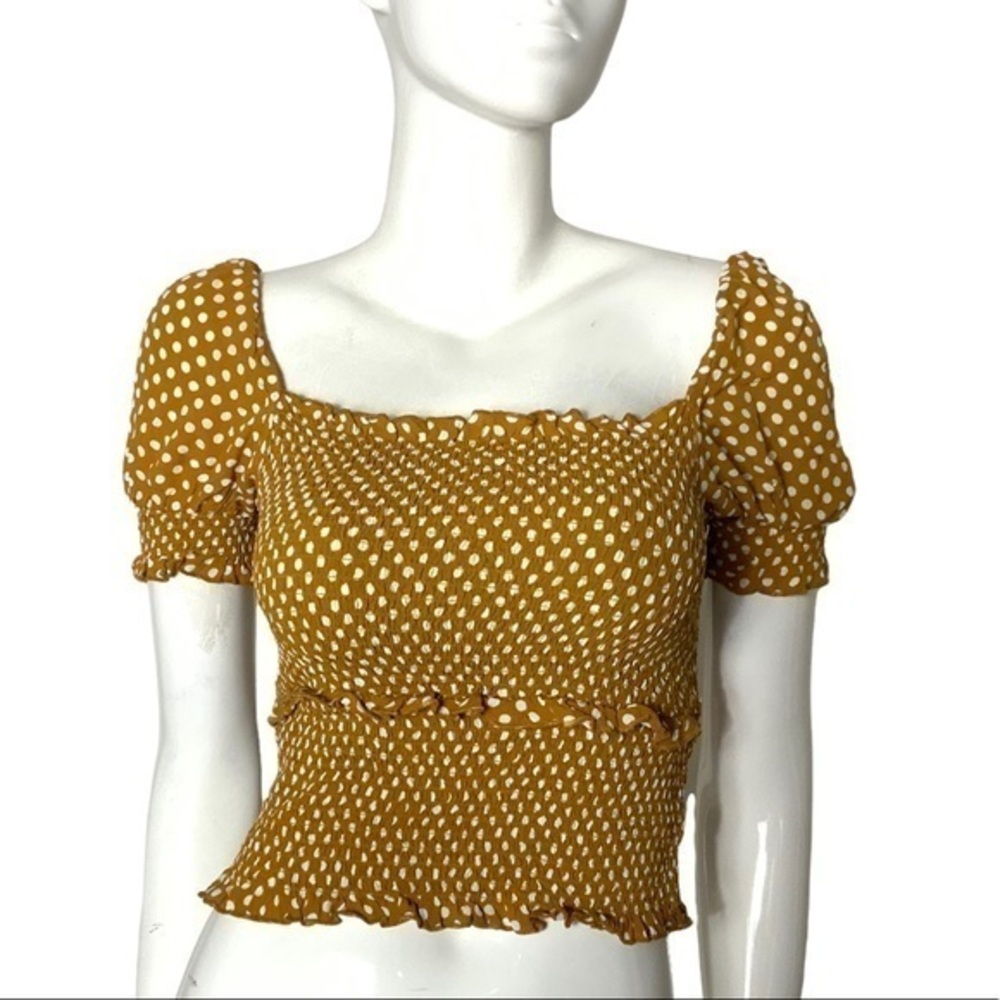 River Island shirred polka dot square neck crop top 8 milkmaid cottage‎